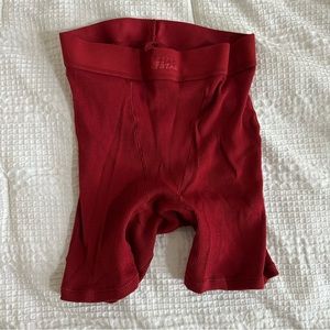 SKIMS wine red cotton rib boxer shorts